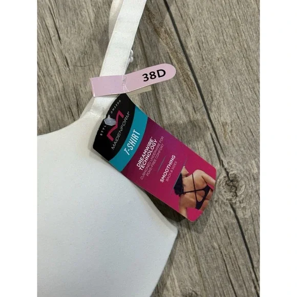 Maidenform Women DreamWire Demi T-Shirt Bra Underwire Padded #DM2300 White 38D - Picture 3 of 4